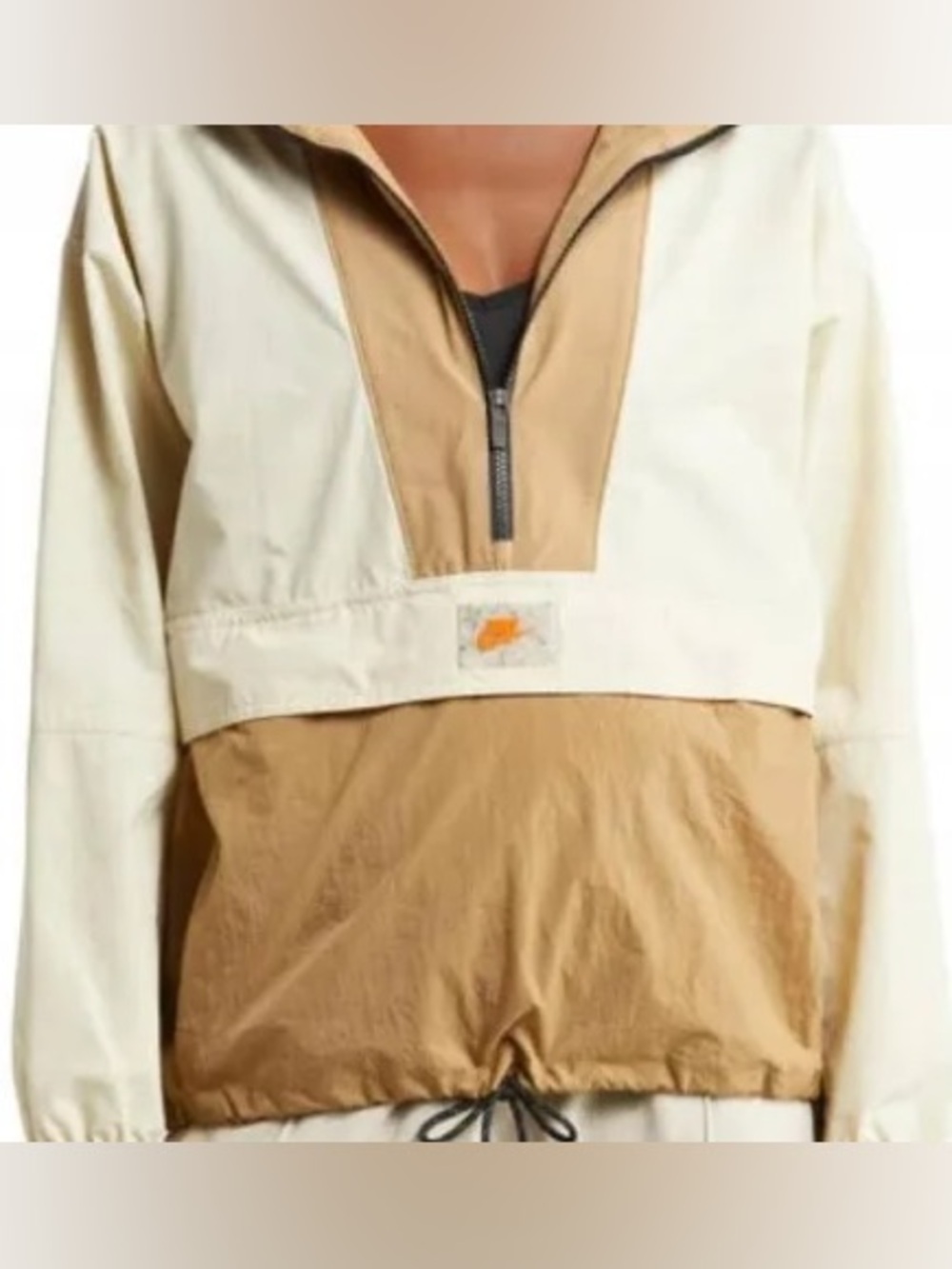 Nike Jacket AND Pants Women's Colorblock Windbreaker in Cream & Tan
